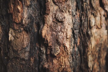 Fototapeta premium Close up of dark tree bark texture, rough organic natural forest background.