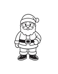 Fototapeta premium Cute Santa Claus Character Pose Black and White Line Art Illustration. Black and white vector illustration of a cute Santa Claus character in a simple pose. Clean line art style suitable for coloring 