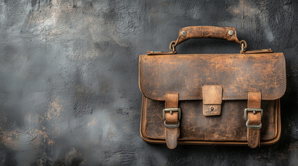 Vintage leather briefcase on textured background emphasizing timeless style