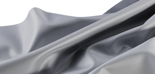 Close-up of flowing silver fabric with elegant folds and textures, perfect for backgrounds and design projects.