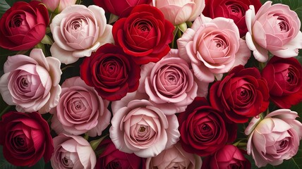 Naklejka premium A bouquet of red and pink roses
