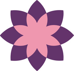 Floral shape of overlapping translucent purple and pink petals