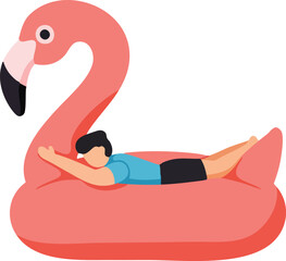 Relaxing on a flamingo float in the pool on a sunny day illustration