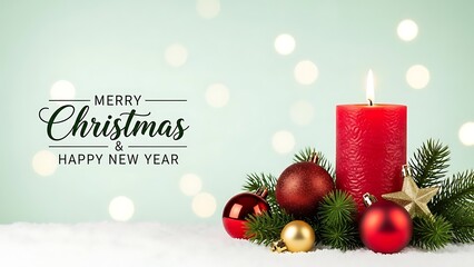 christmas background with candles and balls