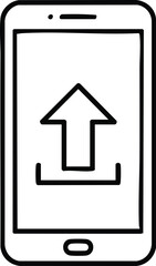 Smartphone with upload icon, data transfer and connection concept