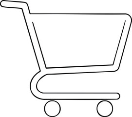 Shopping cart line art icon for commerce and retail concepts.