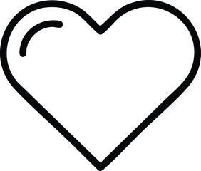 Simple heart shape outline icon on white background, love symbol