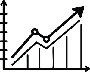 Growth chart trending upwards towards success and high achievement