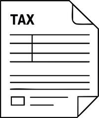 Tax form document concept, outline graphic on white background