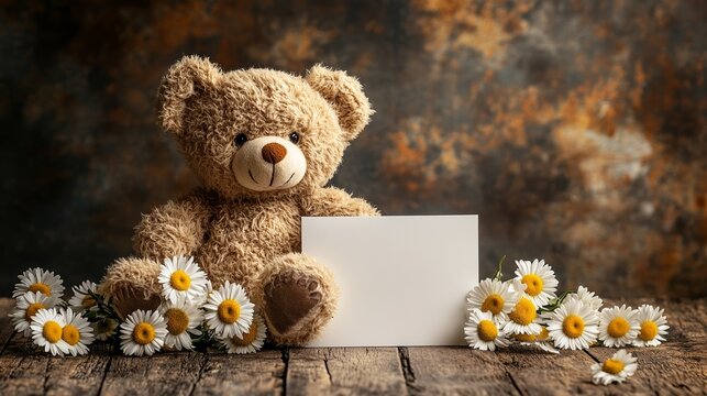 A gentle message expressing hopes for a quick convalescence, complete with a teddy bear and daisies