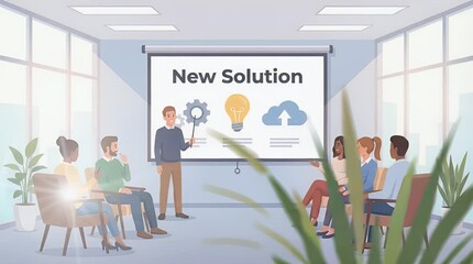 Business presentation team meeting solution design concept - Powered by Adobe