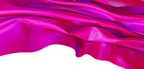 Close up shot of flowing pink fabric with smooth, shiny surface and abstract texture for background. © vegefox.com