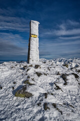 Baranec hill summit in winter Western Tatras mountains in Slovakia