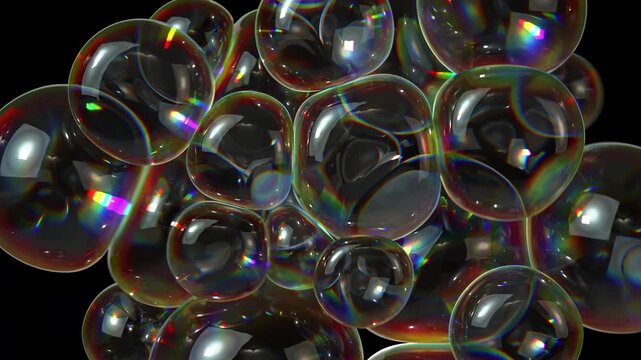 Abstract background with soap bubbles. 3D animation.