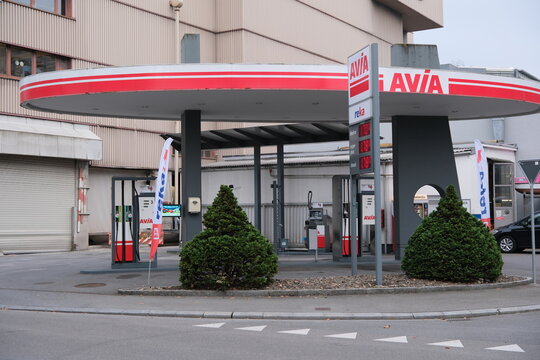Lucerne,Switzerland-Oct.1st 2025: AVIA gas station in Switzerland