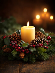 Advent Wreath with One Candle &ndash; AI Generative