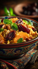 Oriental Couscous with Dates and Oranges &ndash; AI Generative