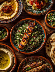 Oriental Food Feast with Colorful Dishes &ndash; AI Generative