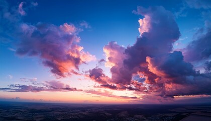 Sunset Dramatic Blue Sky Pink Clouds Background