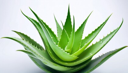 Obraz premium Aloe Vera Plant Isolated N Fresh Green Succulent On White