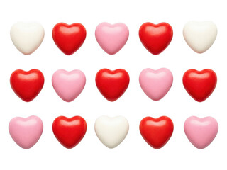 Multiple colored hearts on black background pink hearts white hearts