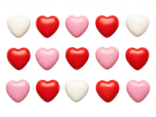 Multiple colored hearts on black background pink hearts white hearts