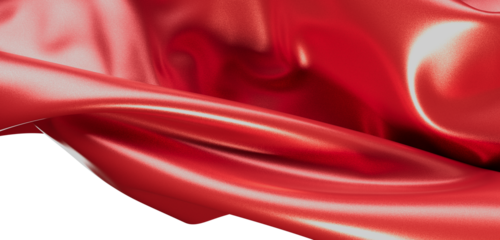 Close up of smooth red fabric with soft curves. The texture reflects light and adds a touch of luxury. Perfect for backg
