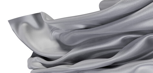 Close-up of elegant silver fabric with flowing folds creating a luxurious texture. Perfect for...