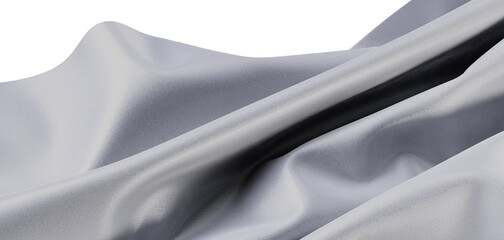 Close-up shot of luxurious silver fabric with delicate folds and shadows. Perfect for fashion, design, and texture visua