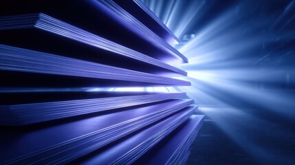 Laserguided system scanning aluminum sheets to detect surface defects highlighting cuttingedge technology in material inspection processes.