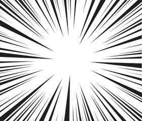 Obraz premium Manga comic explosion, motion or movement effect, vector background. Manga anime cartoon radial speed lines and abstract pattern for comic book burst, flash ray or explode bang action