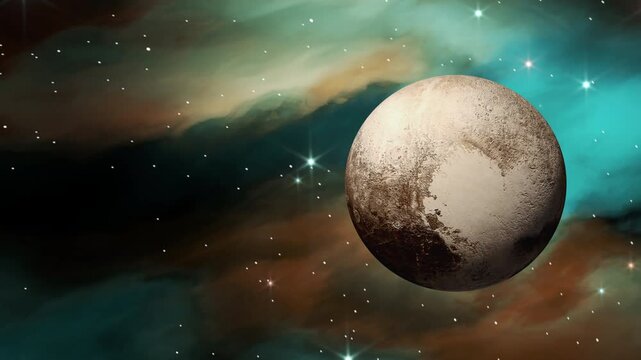 Planet of the solar system Pluto. 3d animation. 4k.
