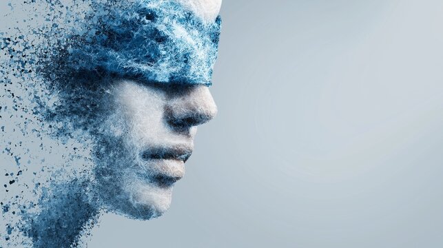Digital Identity and Privacy Concept with Pixelated Profile and Neural Blindfold