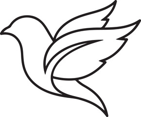 Elegant Minimalist Flying Dove Silhouette Line Art Vector. Premium Peace and Freedom Bird Logo Design