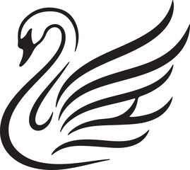 Black Swan Line Art Vector &ndash; Elegant Minimal Bird Design for Logos, Tattoos, and Graphic Branding