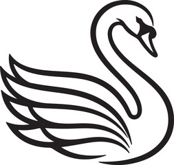 Elegant Swan Vector &ndash; Minimalist Bird Emblem for Logos, Tattoos, and Graphic Design. Vector illustration.