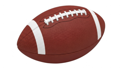 American football with white stripes and laces on white background isolated on transparent background