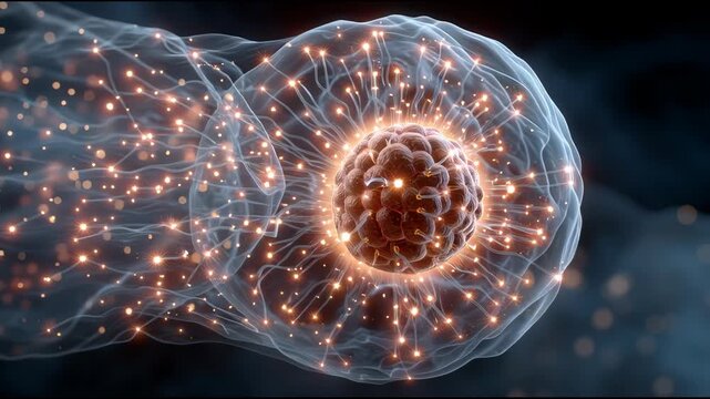 Cell Division Process in Microscopic View.