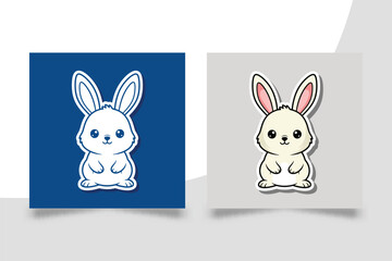 Kawaii Cream Baby Bunny Character Sticker for Kids Stationery and Colorful Rabbit Digital Planner Vector Graphic © GraphixTreasure
