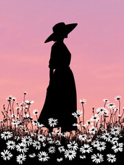 70s Floral  Silhouette Art &ndash; AI Generative