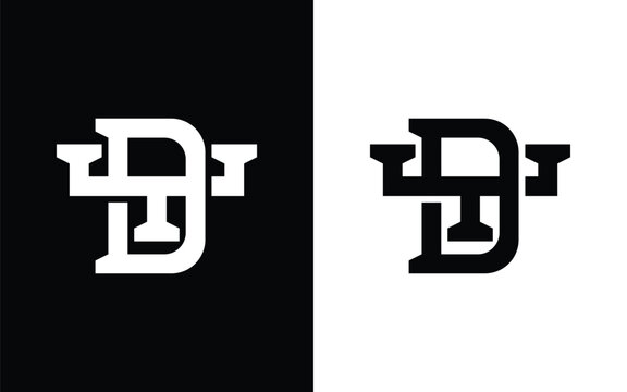 Minimalist DY letter monogram design in black and white style, suitable for branding concepts, apparel graphics, posters, and modern graphic design applications