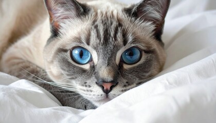 Close-up of a cat with blue eyes