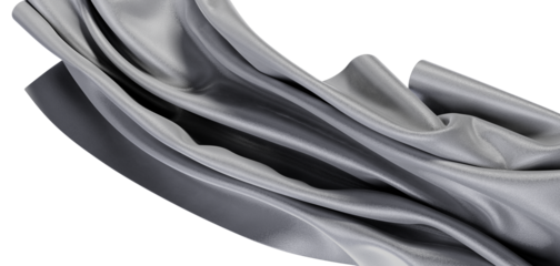 Close-up of a luxurious silver fabric, showcasing elegant folds and textures. Ideal for design, fashion, and artistic pr