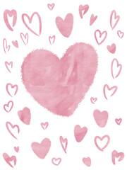 valentine hearts background. pink hearts, different shapes.