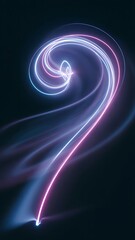 Vibrant neon light trails swirling in dark space