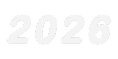 Modern 2026 White Glass Numbers, 3D Typography for New Year on Transparent Background
Keywords:
