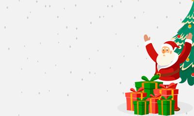 Happy Santa Claus with Christmas Gifts and Festive Tree