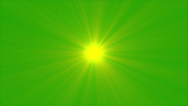 Yellow sparkle light on green screen. Glowing sun rays motion graphic. Radiant energy explosion. Loop animated lens flare special effects. Starlight, sunburst. Glow elements for video editing. 4K