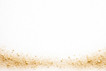 ゴールドラメと金箔が下部に広がる白背景　高級感のある抽象背景素材