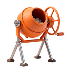Cement mixer tripod 3D illustration, isolated on transparent background, png